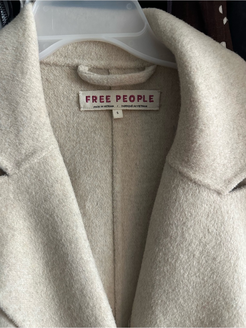 Free People Ivory Wool-Blend Trench Coat